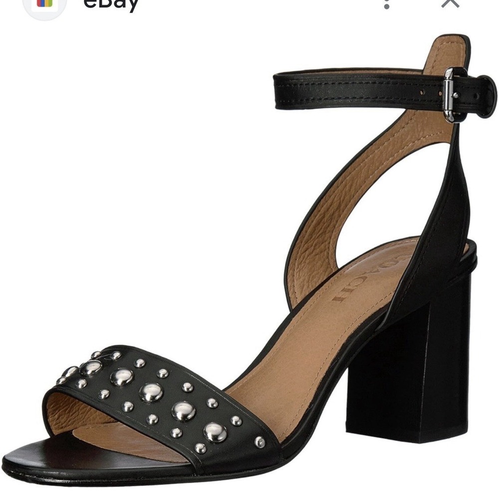 COACH Woman's Paige Studded Heel Sandal‎ Black, Size 6.5 - Picture 12 of 12